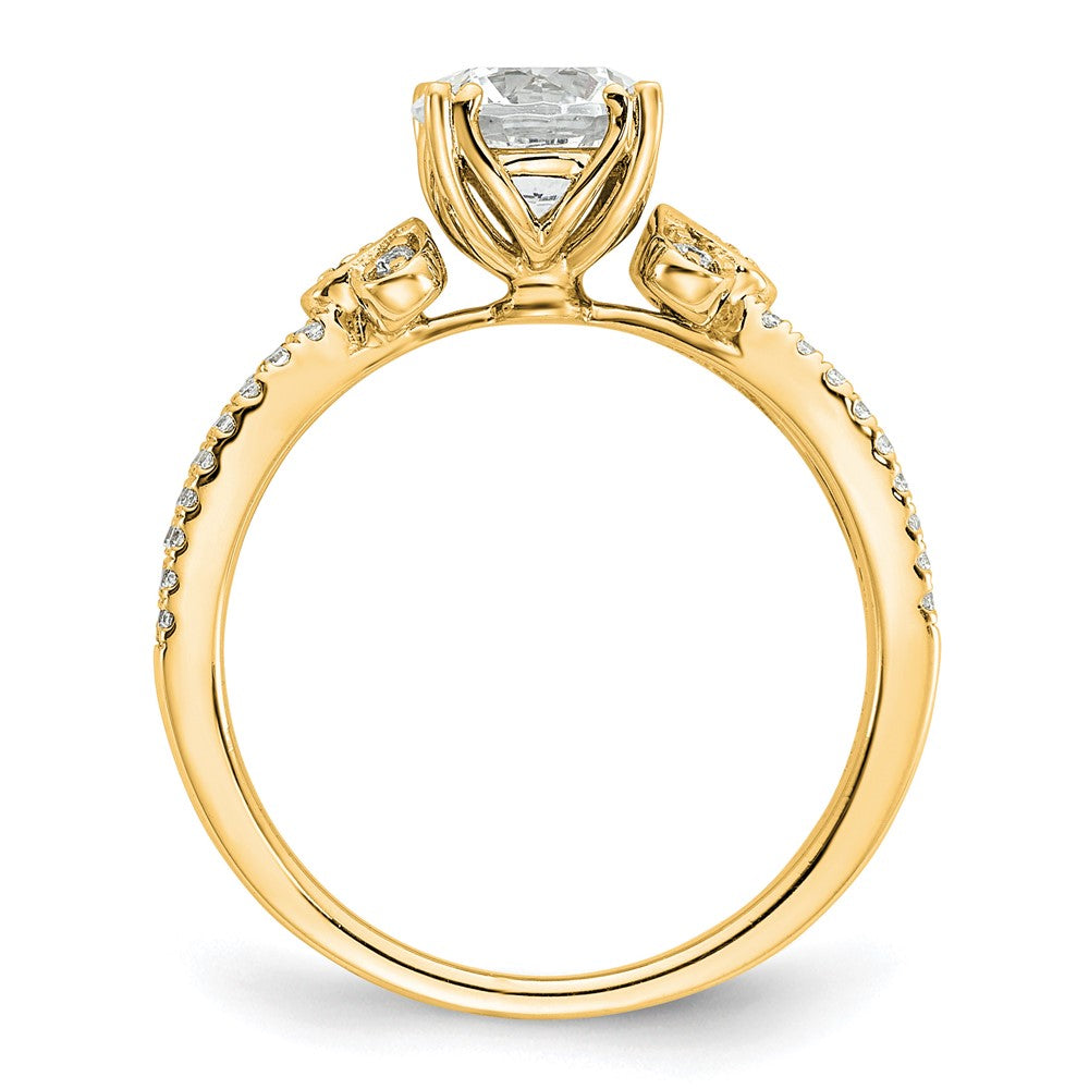 14K Gelbgold Split Shank (holds 1 Karat (6.5mm) Rund Mittig) 1/6 Karat Diamant Halbfassung Verlobungsring