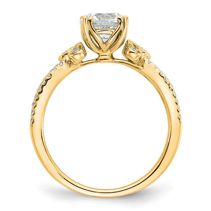 14K Gelbgold Split Shank (holds 1 Karat (6.5mm) Rund Mittig) 1/6 Karat Diamant Halbfassung Verlobungsring