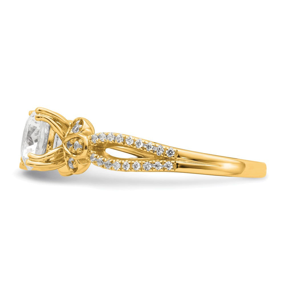 14K Gelbgold Split Shank (holds 1 Karat (6.5mm) Rund Mittig) 1/6 Karat Diamant Halbfassung Verlobungsring