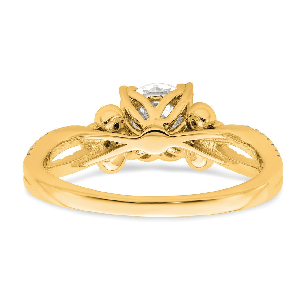 14K Gelbgold Split Shank (holds 1 Karat (6.5mm) Rund Mittig) 1/6 Karat Diamant Halbfassung Verlobungsring