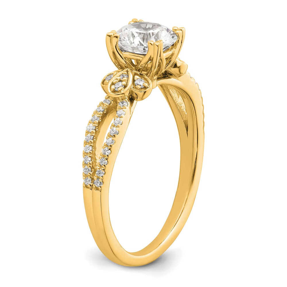 14K Gelbgold Split Shank (holds 1 Karat (6.5mm) Rund Mittig) 1/6 Karat Diamant Halbfassung Verlobungsring