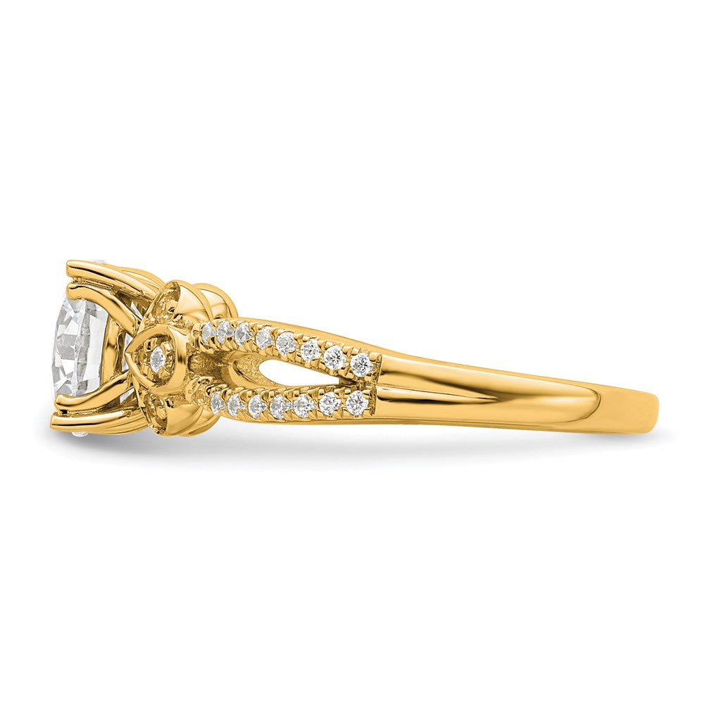14K Gelbgold Split Shank (holds 1.5 Karat (7.5mm) Rund Mittig) 1/4 Karat Diamant Halbfassung Verlobungsring