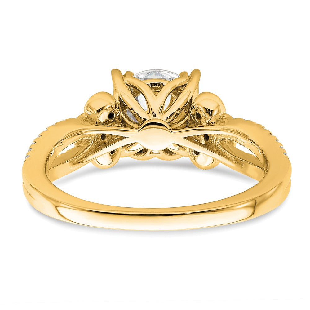 14K Gelbgold Split Shank (holds 1.5 Karat (7.5mm) Rund Mittig) 1/4 Karat Diamant Halbfassung Verlobungsring
