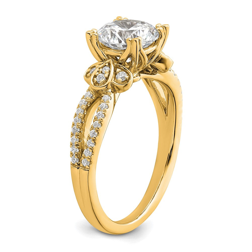 14K Gelbgold Split Shank (holds 1.5 Karat (7.5mm) Rund Mittig) 1/4 Karat Diamant Halbfassung Verlobungsring