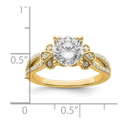 14K Gelbgold Split Shank (holds 1.5 Karat (7.5mm) Rund Mittig) 1/4 Karat Diamant Halbfassung Verlobungsring