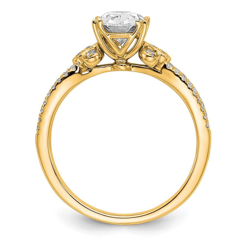 14K Gelbgold Split Shank (holds 1 Karat (8.00x6.1mm) Oval Mittig) 1/6 Diamant Halbfassung Verlobungsring