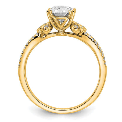 14K Gelbgold Split Shank (holds 1 Karat (8.00x6.1mm) Oval Mittig) 1/6 Diamant Halbfassung Verlobungsring
