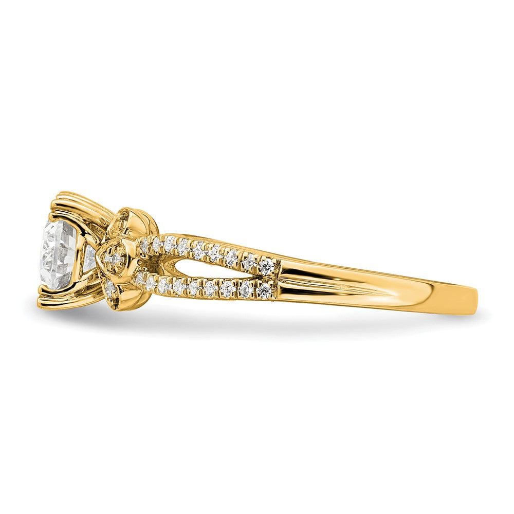 14K Gelbgold Split Shank (holds 1 Karat (8.00x6.1mm) Oval Mittig) 1/6 Diamant Halbfassung Verlobungsring
