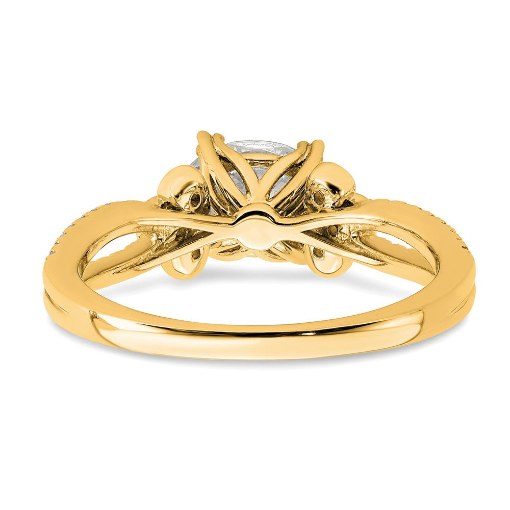 14K Gelbgold Split Shank (holds 1 Karat (8.00x6.1mm) Oval Mittig) 1/6 Diamant Halbfassung Verlobungsring