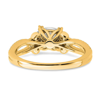 14K Gelbgold Split Shank (holds 1 Karat (8.00x6.1mm) Oval Mittig) 1/6 Diamant Halbfassung Verlobungsring
