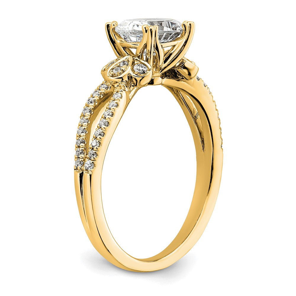 14K Gelbgold Split Shank (holds 1 Karat (8.00x6.1mm) Oval Mittig) 1/6 Diamant Halbfassung Verlobungsring