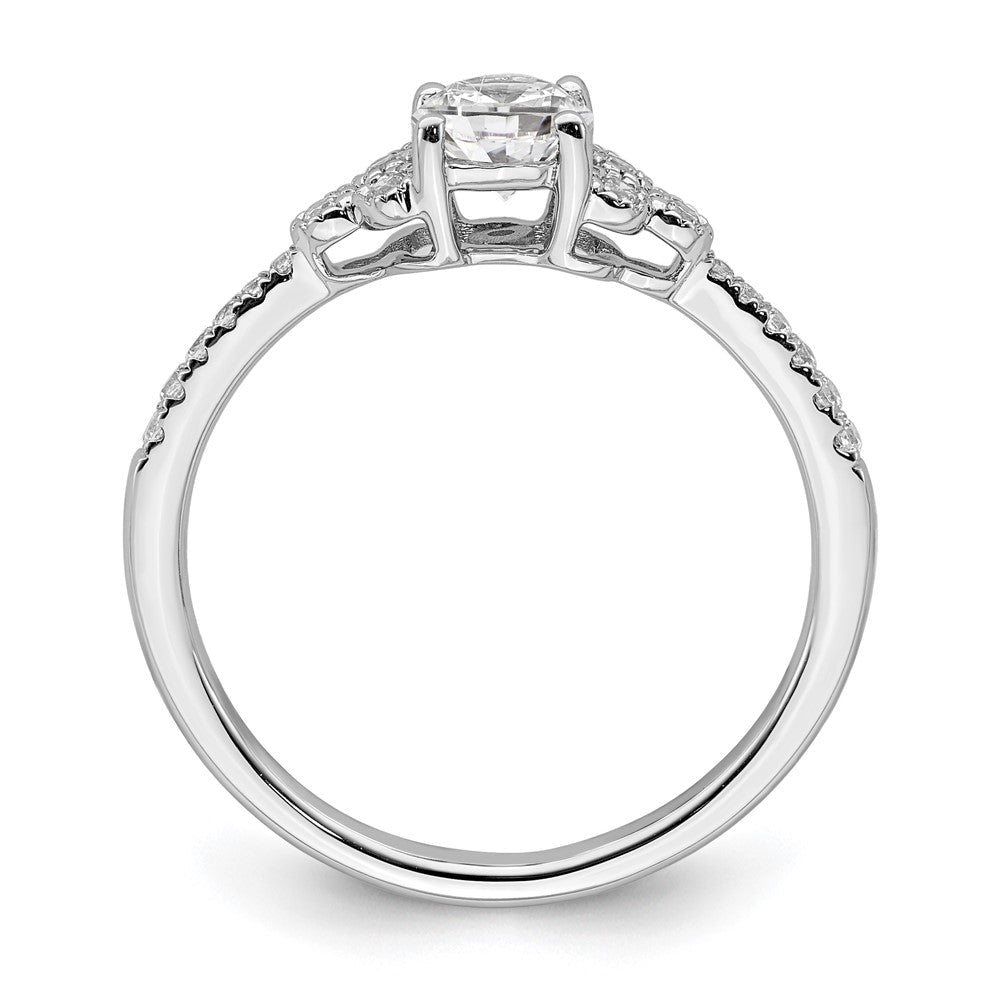 14K Weißgold (holds 1/2 Karat (5.2mm) Rund Mittig) 1/8 Diamant Halbfassung Verlobungsring