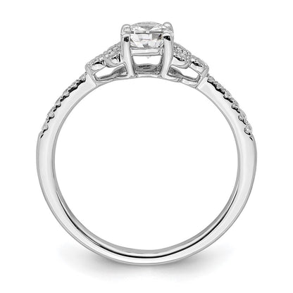14K Weißgold (holds 1/2 Karat (5.2mm) Rund Mittig) 1/8 Diamant Halbfassung Verlobungsring
