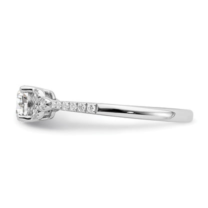 14K Weißgold (holds 1/2 Karat (5.2mm) Rund Mittig) 1/8 Diamant Halbfassung Verlobungsring