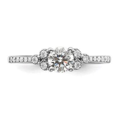 14K Weißgold (holds 1/2 Karat (5.2mm) Rund Mittig) 1/8 Diamant Halbfassung Verlobungsring