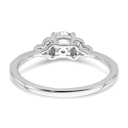 14K Weißgold (holds 1/2 Karat (5.2mm) Rund Mittig) 1/8 Diamant Halbfassung Verlobungsring