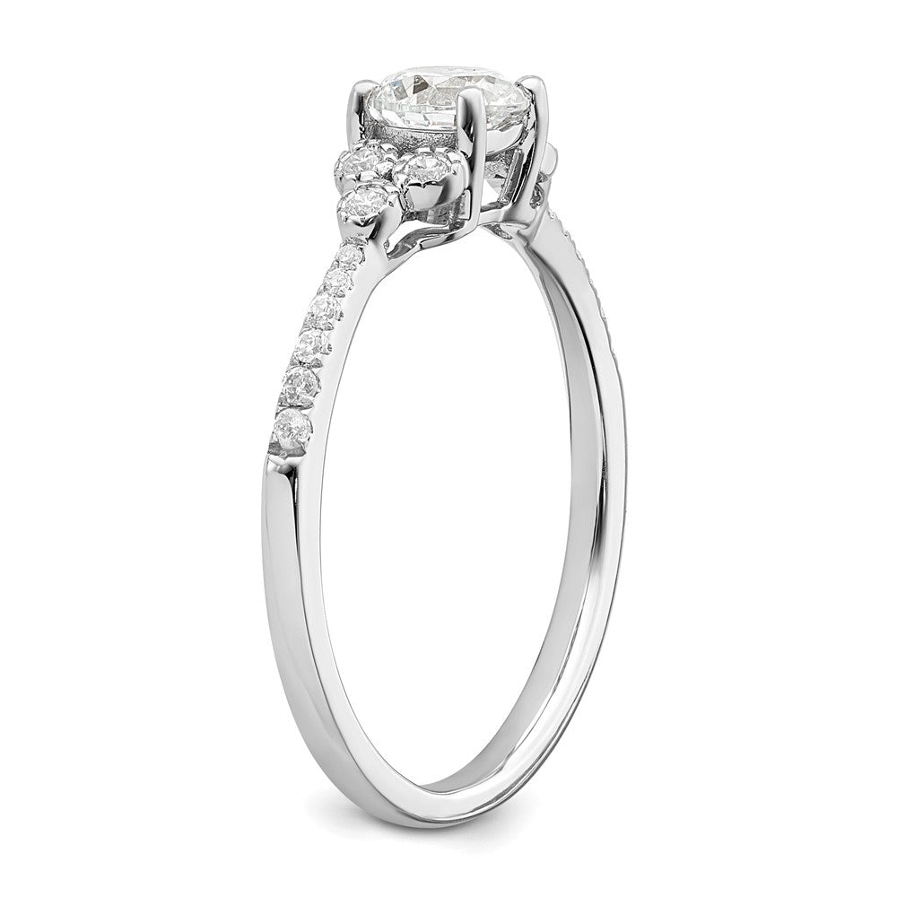 14K Weißgold (holds 1/2 Karat (5.2mm) Rund Mittig) 1/8 Diamant Halbfassung Verlobungsring