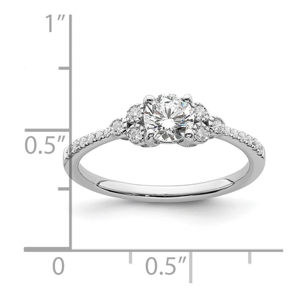 14K Weißgold (holds 1/2 Karat (5.2mm) Rund Mittig) 1/8 Diamant Halbfassung Verlobungsring