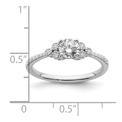 14K Weißgold (holds 1/2 Karat (5.2mm) Rund Mittig) 1/8 Diamant Halbfassung Verlobungsring
