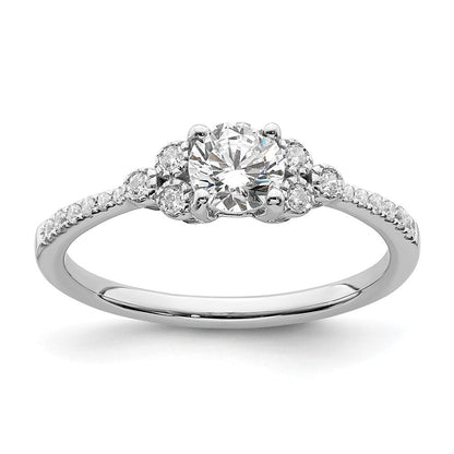 14K Weißgold (holds 1/2 Karat (5.2mm) Rund Mittig) 1/8 Diamant Halbfassung Verlobungsring