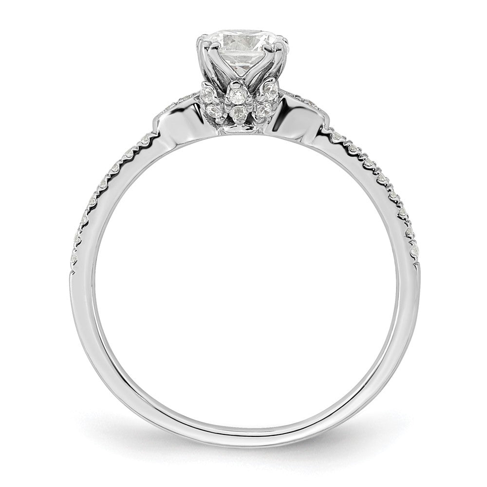 14K Weißgold (holds 1/2 Karat (5.2mm) Rund Mittig) 1/6 Diamant Halbfassung Verlobungsring