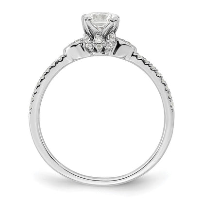 14K Weißgold (holds 1/2 Karat (5.2mm) Rund Mittig) 1/6 Diamant Halbfassung Verlobungsring