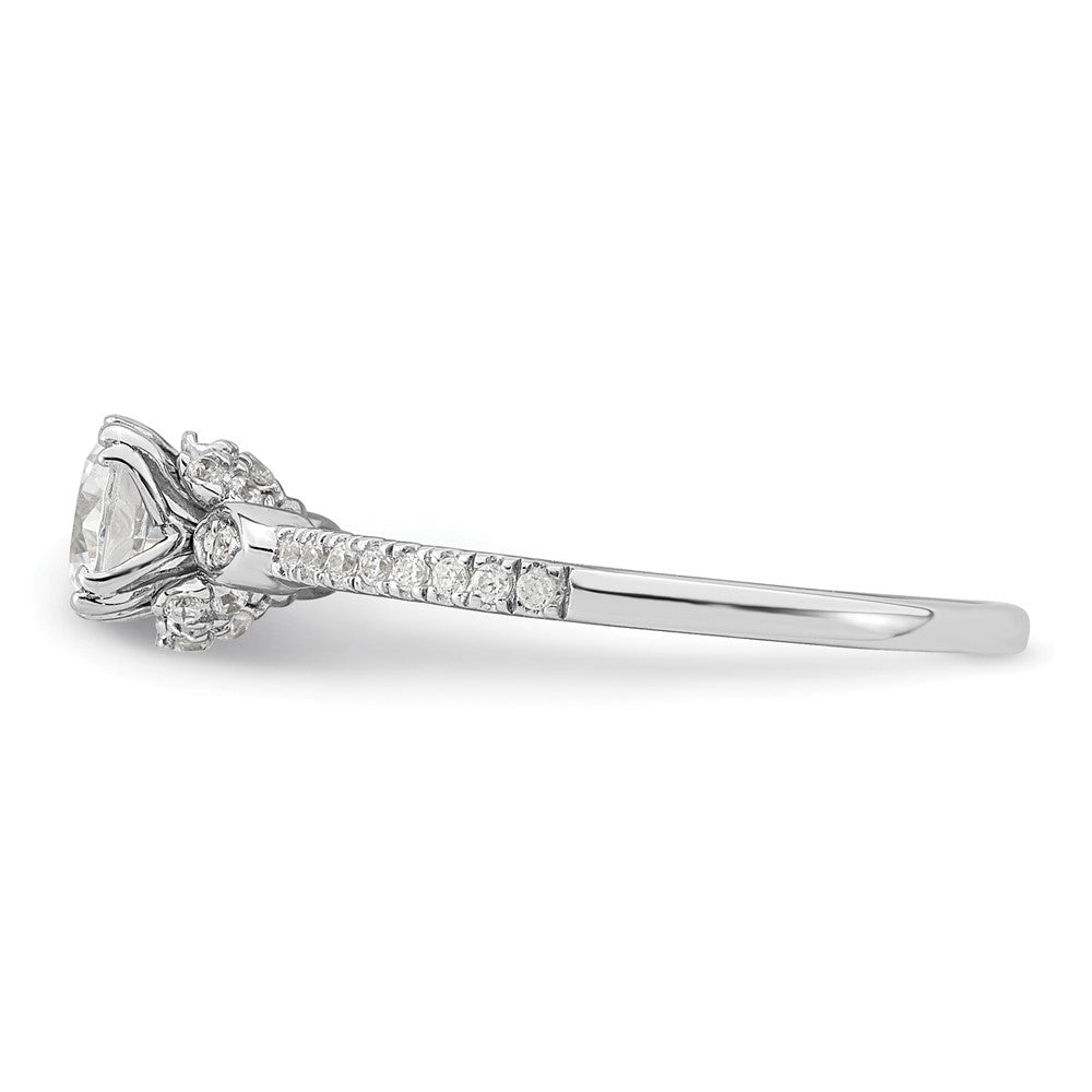 14K Weißgold (holds 1/2 Karat (5.2mm) Rund Mittig) 1/6 Diamant Halbfassung Verlobungsring