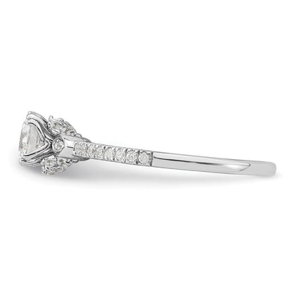 14K Weißgold (holds 1/2 Karat (5.2mm) Rund Mittig) 1/6 Diamant Halbfassung Verlobungsring