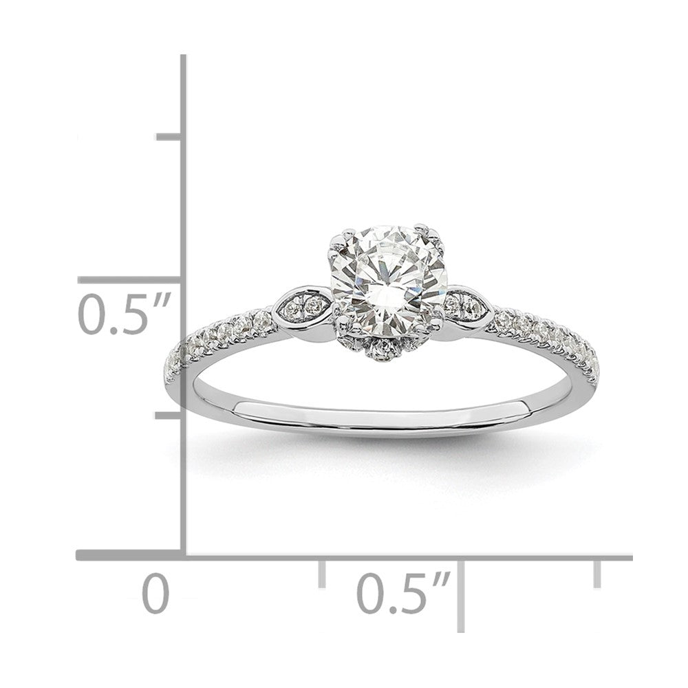 14K Weißgold (holds 1/2 Karat (5.2mm) Rund Mittig) 1/6 Diamant Halbfassung Verlobungsring