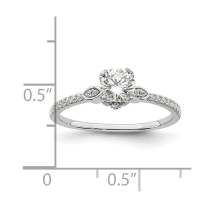 14K Weißgold (holds 1/2 Karat (5.2mm) Rund Mittig) 1/6 Diamant Halbfassung Verlobungsring