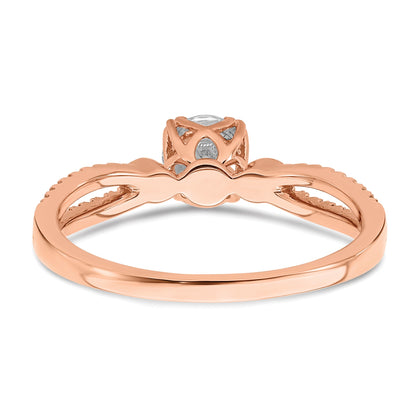 14K Roségold 2 Reihe (holds 1/2 Karat (5.2mm) Rund Mittig) 1/8 Diamant Halbfassung Engagment Ring