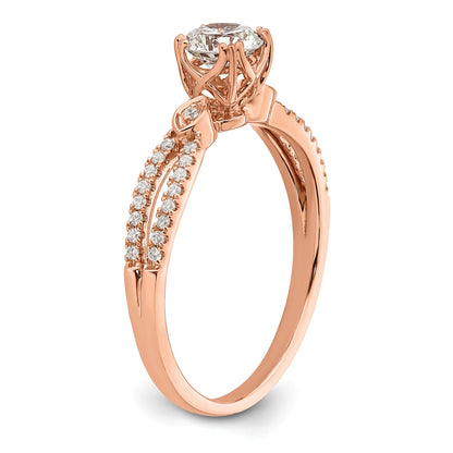 14K Roségold 2 Reihe (holds 1/2 Karat (5.2mm) Rund Mittig) 1/8 Diamant Halbfassung Engagment Ring