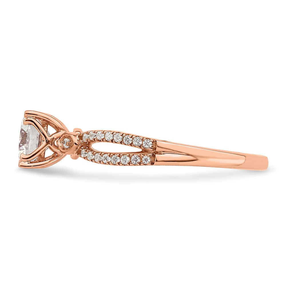 14K Roségold 2-row (holds 3/4 Karat (5.8mm) Rund Mittig) 1/8 Karat Diamant Halbfassung Engagment Ring