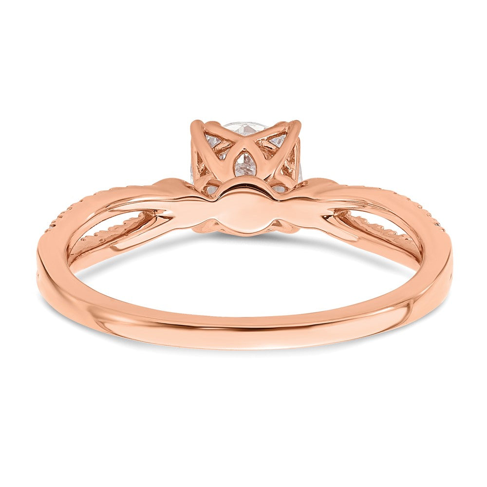 14K Roségold 2-row (holds 3/4 Karat (5.8mm) Rund Mittig) 1/8 Karat Diamant Halbfassung Engagment Ring