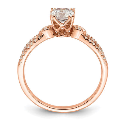 14K Roségold Split Shank (holds 1/2 Karat (4.9mm) Kissen Mittig) 1/8 Diamant Halbfassung Verlobungsring