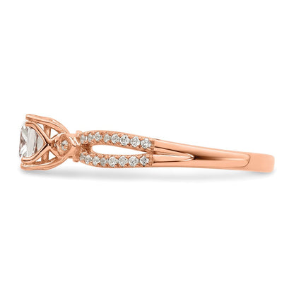 14K Roségold Split Shank (holds 1/2 Karat (4.9mm) Kissen Mittig) 1/8 Diamant Halbfassung Verlobungsring
