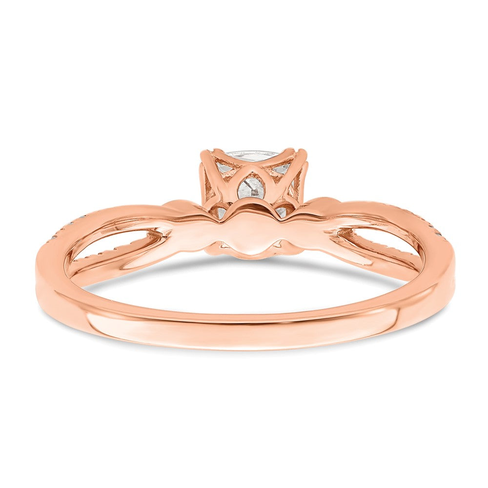 14K Roségold Split Shank (holds 1/2 Karat (4.9mm) Kissen Mittig) 1/8 Diamant Halbfassung Verlobungsring