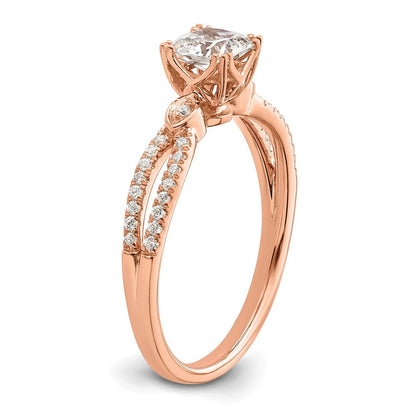 14K Roségold Split Shank (holds 1/2 Karat (4.9mm) Kissen Mittig) 1/8 Diamant Halbfassung Verlobungsring
