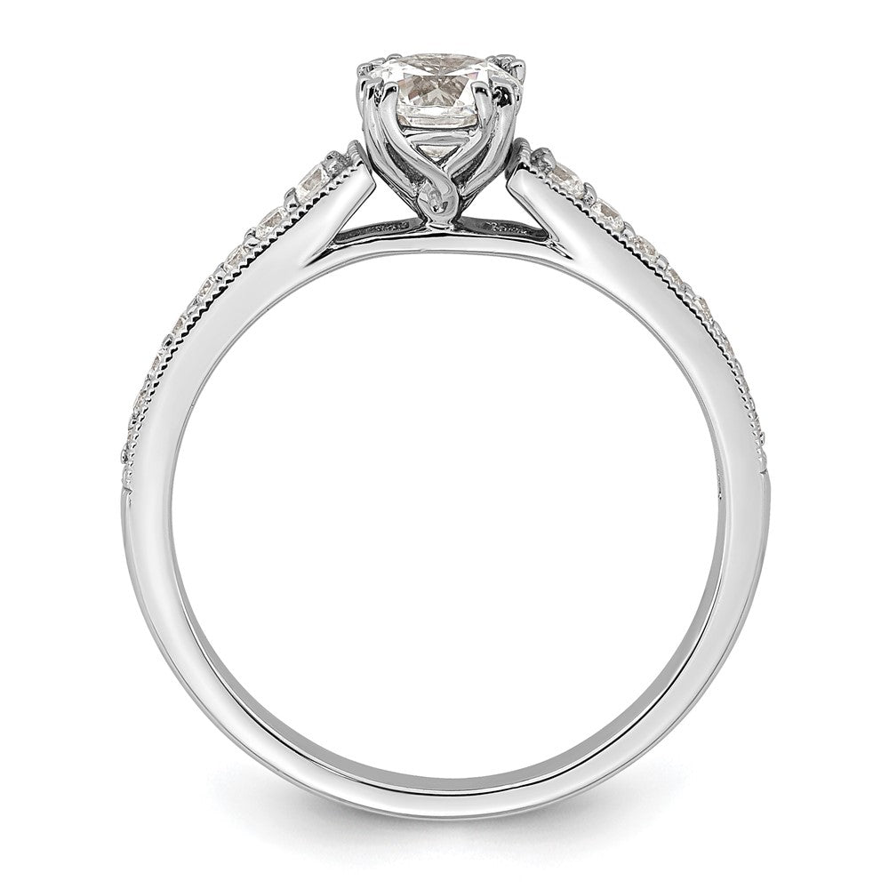 14K Weißgold (holds 1/2 Karat (5.2mm) Rund Mittig) 1/6 Diamant Halbfassung Verlobungsring
