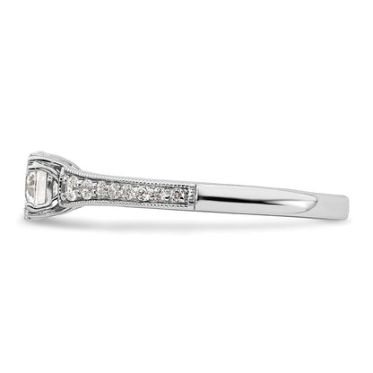 14K Weißgold (holds 1/2 Karat (5.2mm) Rund Mittig) 1/6 Diamant Halbfassung Verlobungsring