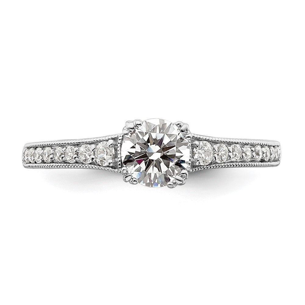 14K Weißgold (holds 1/2 Karat (5.2mm) Rund Mittig) 1/6 Diamant Halbfassung Verlobungsring