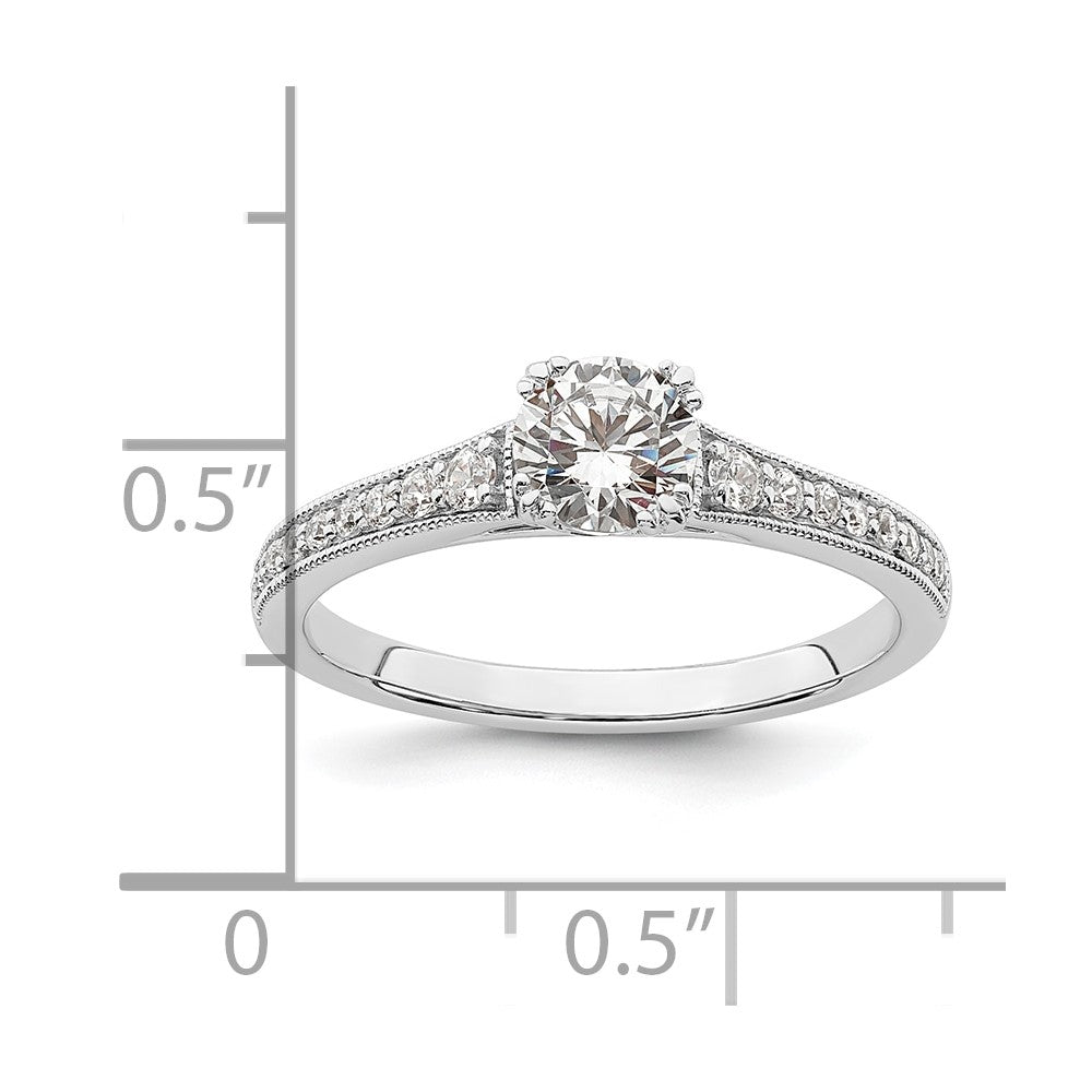 14K Weißgold (holds 1/2 Karat (5.2mm) Rund Mittig) 1/6 Diamant Halbfassung Verlobungsring