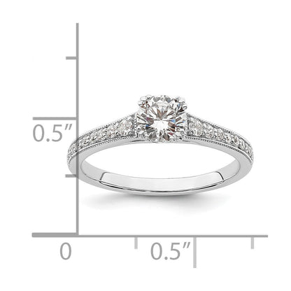 14K Weißgold (holds 1/2 Karat (5.2mm) Rund Mittig) 1/6 Diamant Halbfassung Verlobungsring