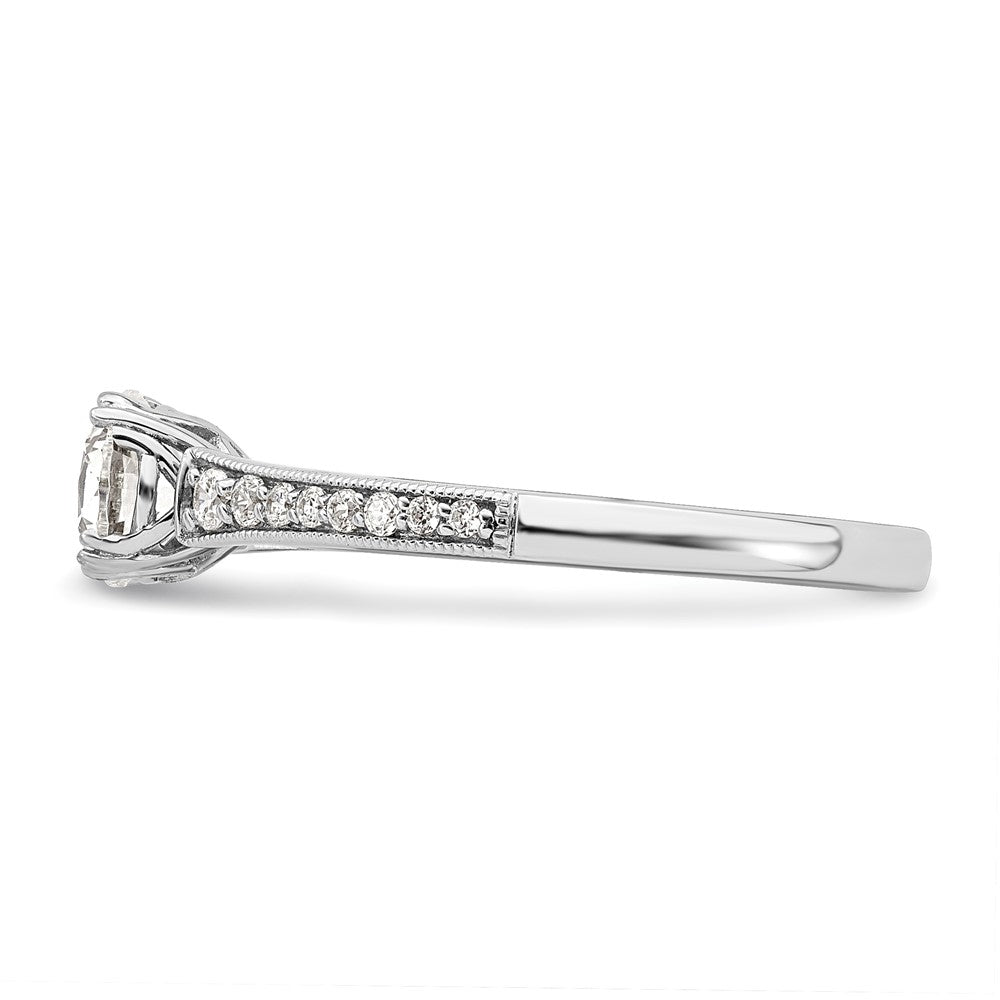 14K Weißgold (holds 3/4 Karat (5.8mm) Rund Mittig) 1/6 Karat Diamant Halbfassung Verlobungsring