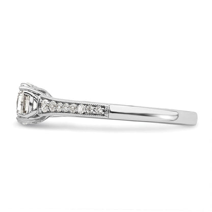 14K Weißgold (holds 3/4 Karat (5.8mm) Rund Mittig) 1/6 Karat Diamant Halbfassung Verlobungsring