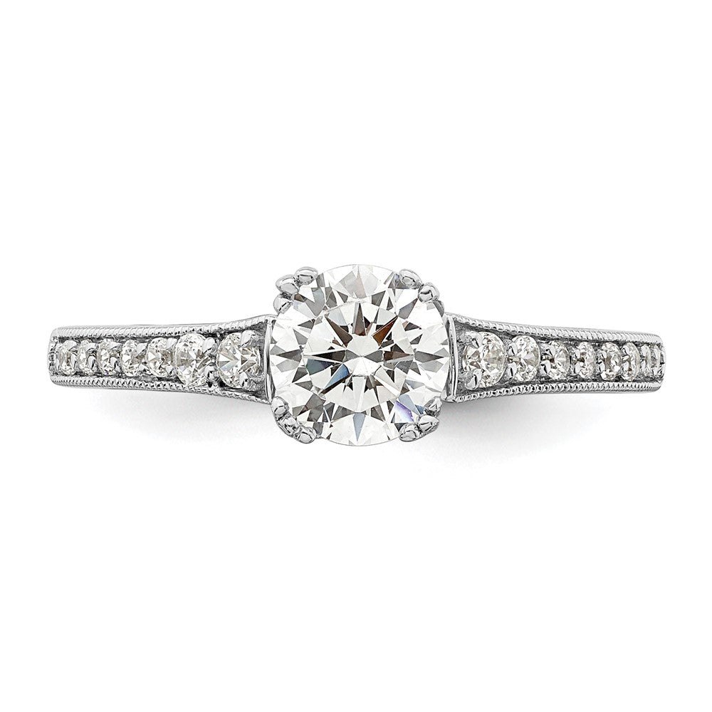 14K Weißgold (holds 3/4 Karat (5.8mm) Rund Mittig) 1/6 Karat Diamant Halbfassung Verlobungsring