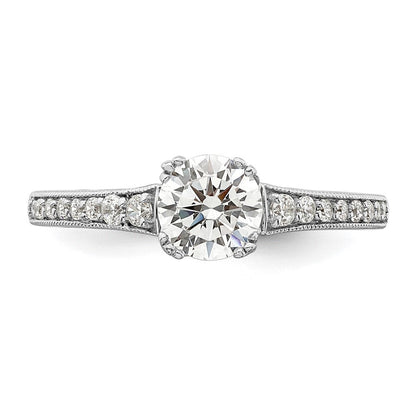 14K Weißgold (holds 3/4 Karat (5.8mm) Rund Mittig) 1/6 Karat Diamant Halbfassung Verlobungsring