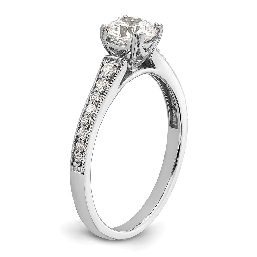 14K Weißgold (holds 3/4 Karat (5.8mm) Rund Mittig) 1/6 Karat Diamant Halbfassung Verlobungsring