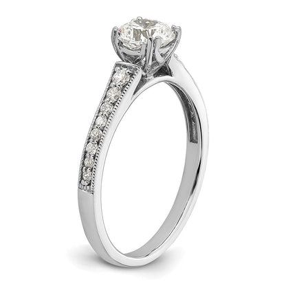 14K Weißgold (holds 3/4 Karat (5.8mm) Rund Mittig) 1/6 Karat Diamant Halbfassung Verlobungsring