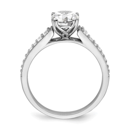 14K Weißgold (holds 1 Karat (6.5mm) Rund Mittig) 1/5 Karat Diamant Halbfassung Verlobungsring